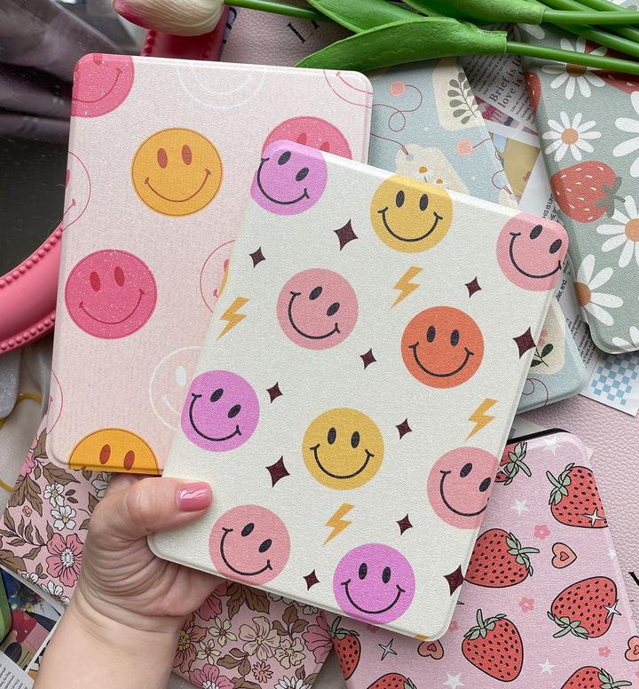 Colorful smiley face Kindle cases